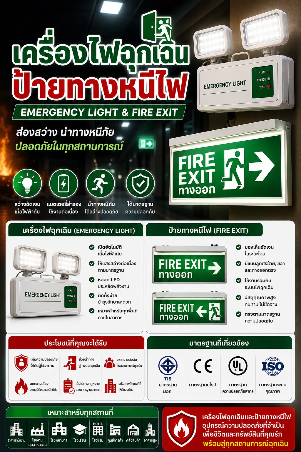 บทความเครื่องไฟฉุกเฉินและป้ายทางหนีไฟ